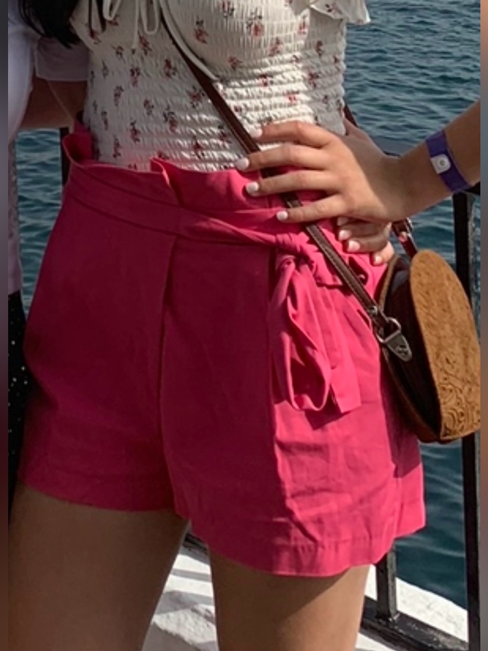 ZARA Pink High-Waist Tie-Belt Shorts